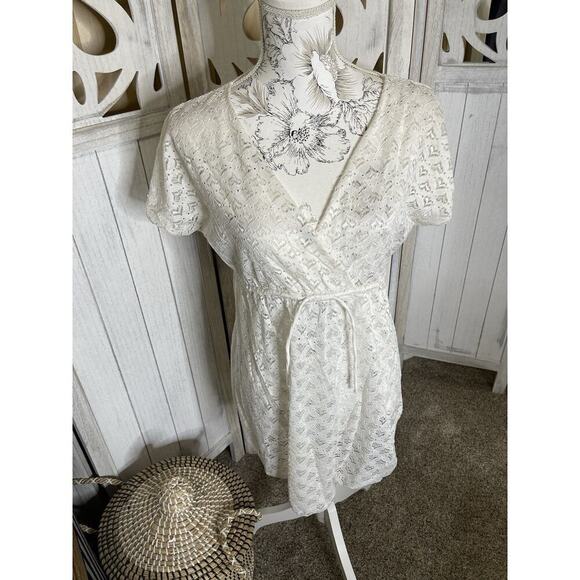 Unbranded Dresses & Skirts - Vintage Cream White Heart Sheer Top Tunic Dress Y2K Fairy Size Small